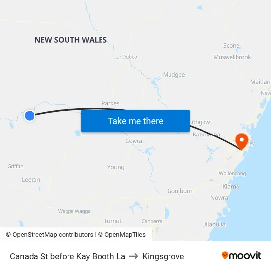 Canada St before Kay Booth La to Kingsgrove map