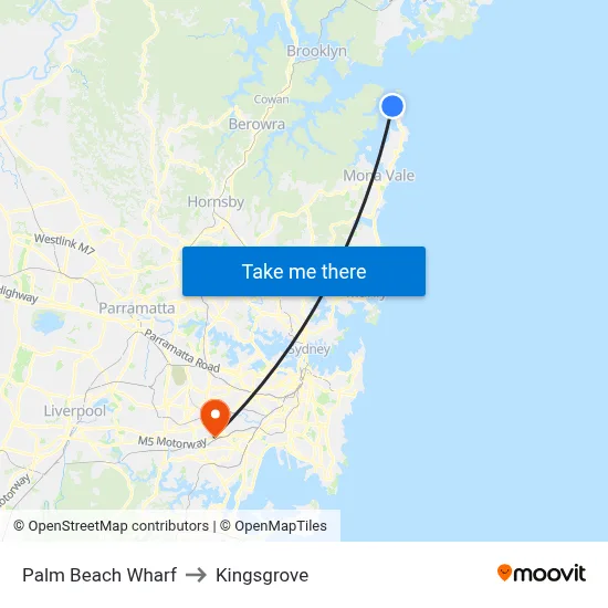 Palm Beach Wharf to Kingsgrove map