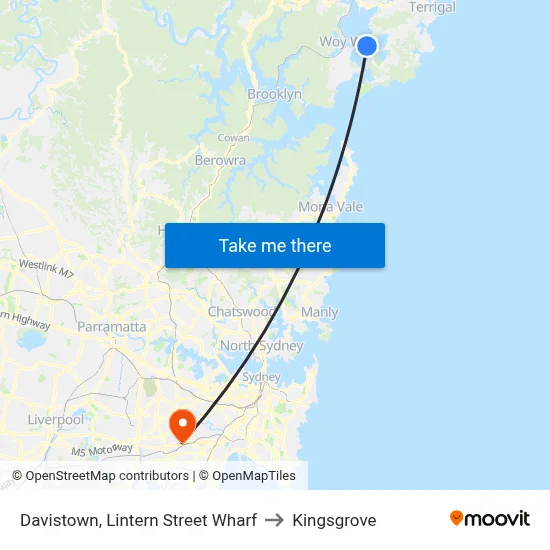 Davistown, Lintern Street Wharf to Kingsgrove map