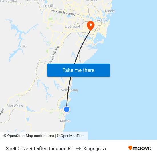 Shell Cove Rd after Junction Rd to Kingsgrove map