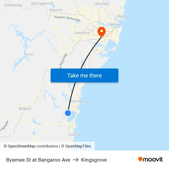 Byamee St at Bangaroo Ave to Kingsgrove map