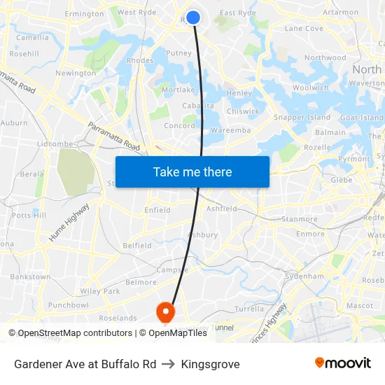 Gardener Ave at Buffalo Rd to Kingsgrove map