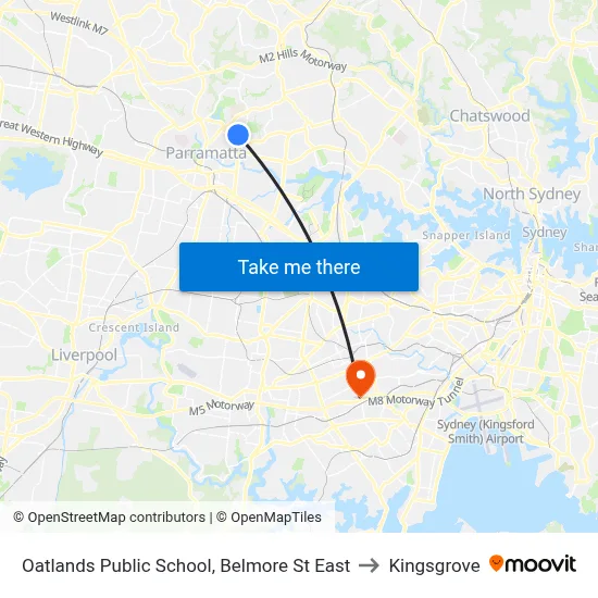 Oatlands Public School, Belmore St East to Kingsgrove map