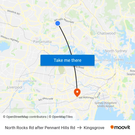 North Rocks Rd after Pennant Hills Rd to Kingsgrove map