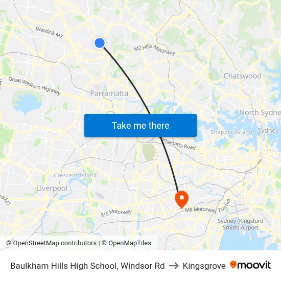 Baulkham Hills High School, Windsor Rd to Kingsgrove map