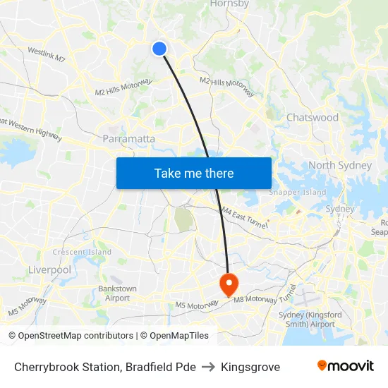 Cherrybrook Station, Bradfield Pde to Kingsgrove map