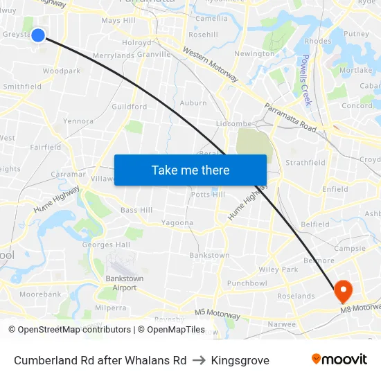 Cumberland Rd after Whalans Rd to Kingsgrove map