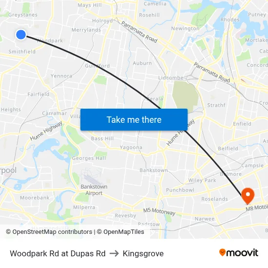 Woodpark Rd at Dupas Rd to Kingsgrove map