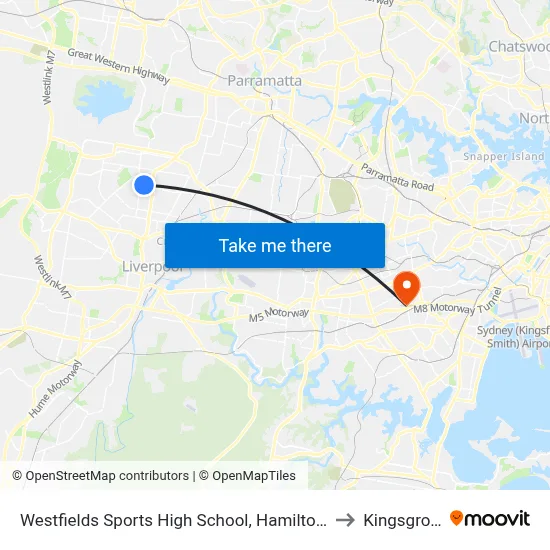 Westfields Sports High School, Hamilton Rd to Kingsgrove map