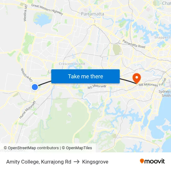 Amity College, Kurrajong Rd to Kingsgrove map