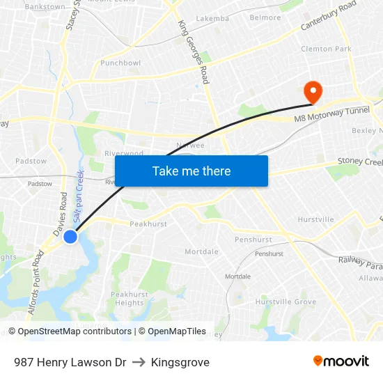 987 Henry Lawson Dr to Kingsgrove map