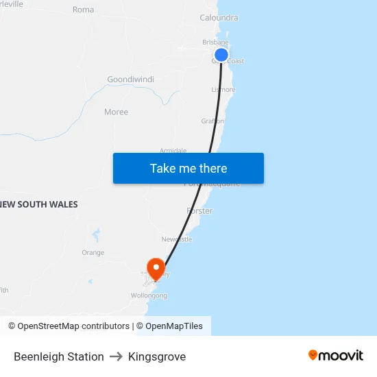 Beenleigh Station to Kingsgrove map