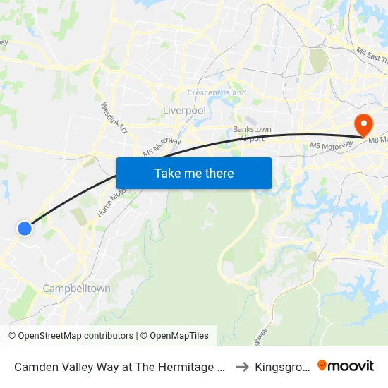 Camden Valley Way at The Hermitage Way to Kingsgrove map