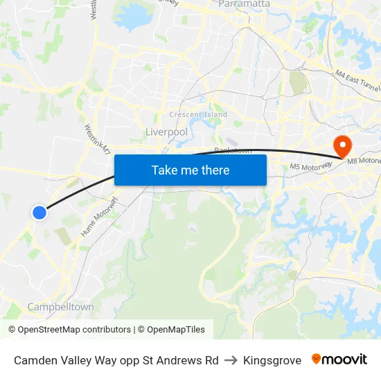 Camden Valley Way opp St Andrews Rd to Kingsgrove map