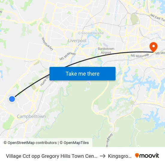 Village Cct opp Gregory Hills Town Centre to Kingsgrove map