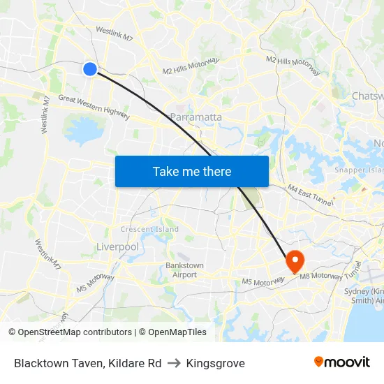 Blacktown Taven, Kildare Rd to Kingsgrove map