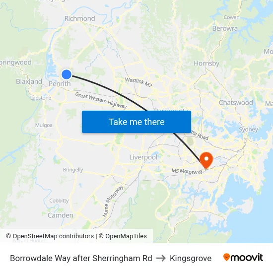 Borrowdale Way after Sherringham Rd to Kingsgrove map