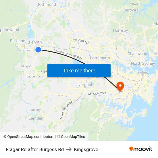 Fragar Rd after Burgess Rd to Kingsgrove map