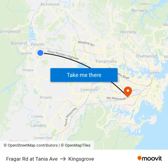 Fragar Rd at Tania Ave to Kingsgrove map