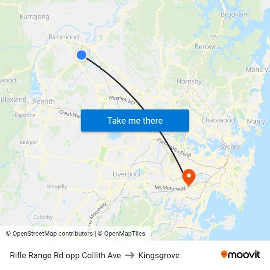 Rifle Range Rd opp Collith Ave to Kingsgrove map