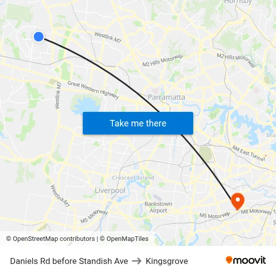 Daniels Rd before Standish Ave to Kingsgrove map