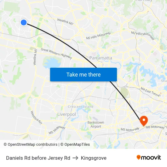 Daniels Rd before Jersey Rd to Kingsgrove map