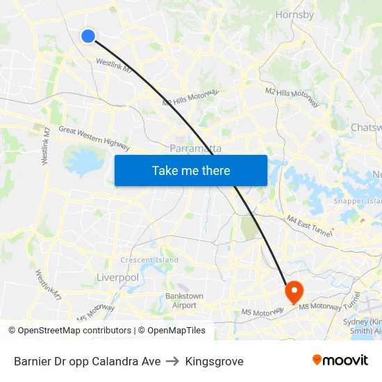 Barnier Dr opp Calandra Ave to Kingsgrove map