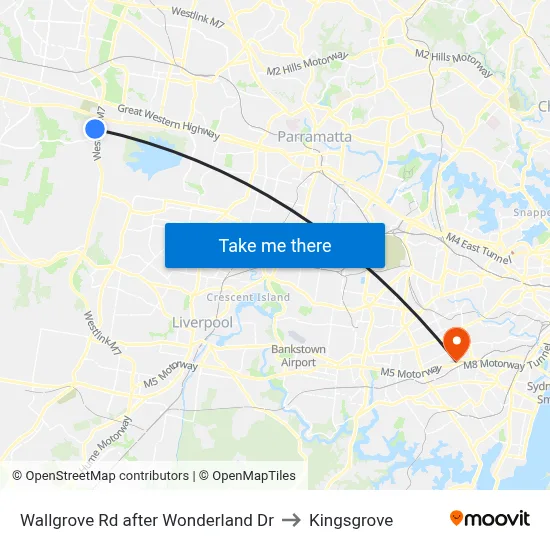 Wallgrove Rd after Wonderland Dr to Kingsgrove map