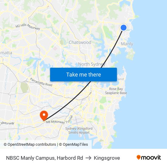 NBSC Manly Campus, Harbord Rd to Kingsgrove map