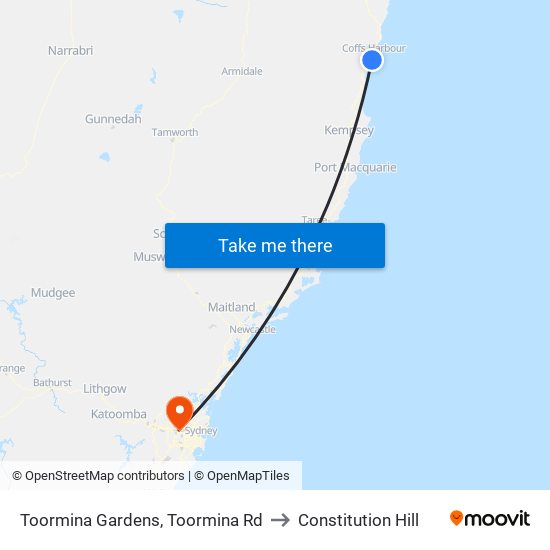 Toormina Gardens, Toormina Rd to Constitution Hill map