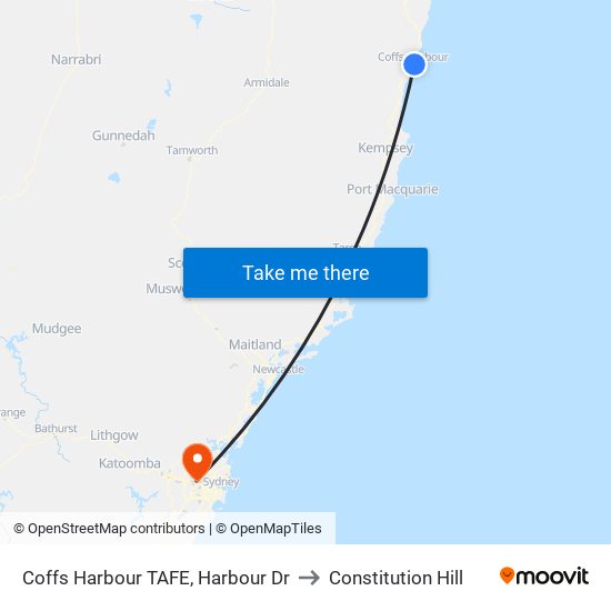 Coffs Harbour TAFE, Harbour Dr to Constitution Hill map