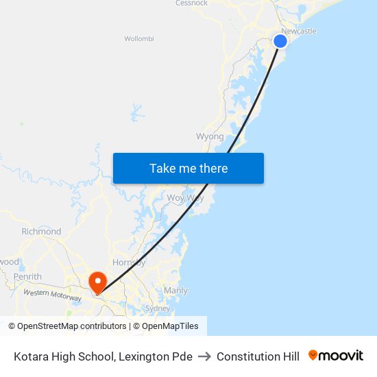 Kotara High School, Lexington Pde to Constitution Hill map