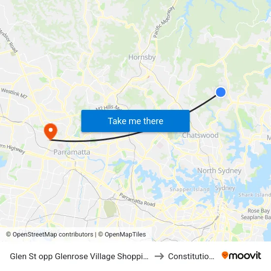 Glen St opp Glenrose Village Shopping Centre to Constitution Hill map