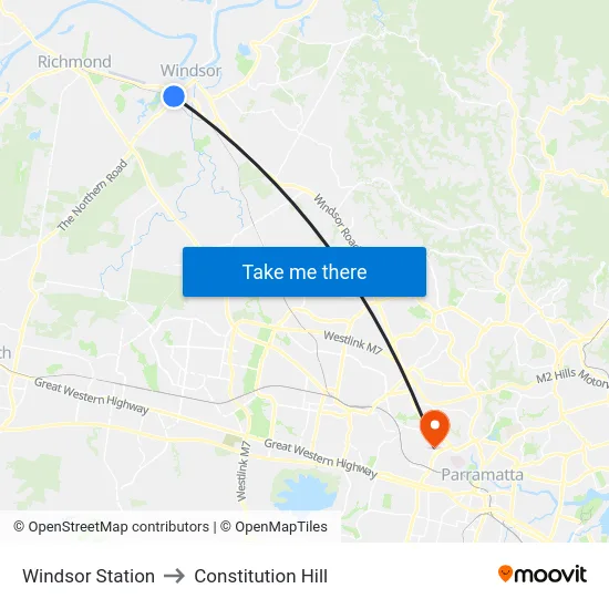 Windsor Station to Constitution Hill map