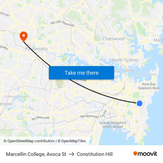 Marcellin College, Avoca St to Constitution Hill map