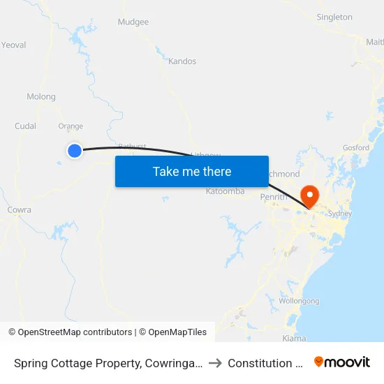Spring Cottage Property, Cowringa Rd to Constitution Hill map