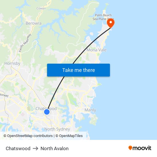 Chatswood to North Avalon map