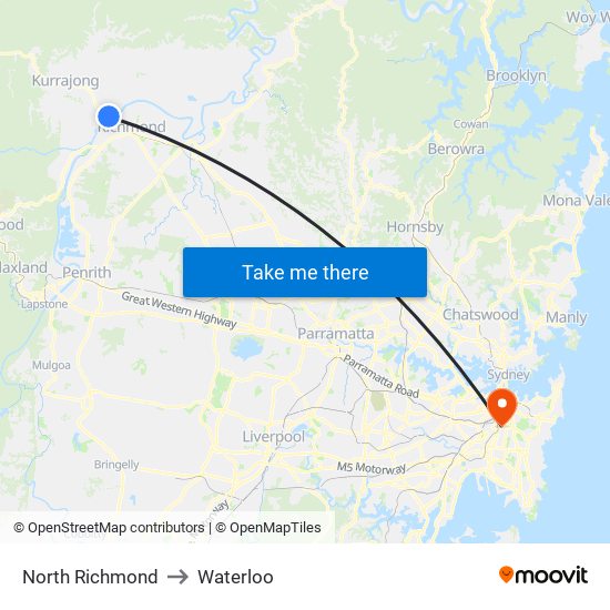 North Richmond to Waterloo map