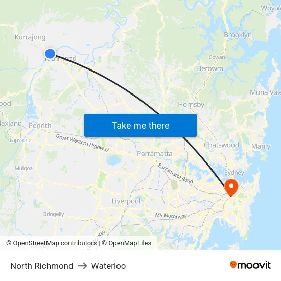 North Richmond to Waterloo map