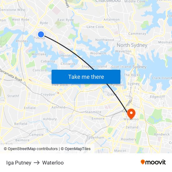 Iga Putney to Waterloo map