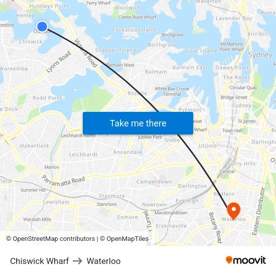 Chiswick Wharf to Waterloo map