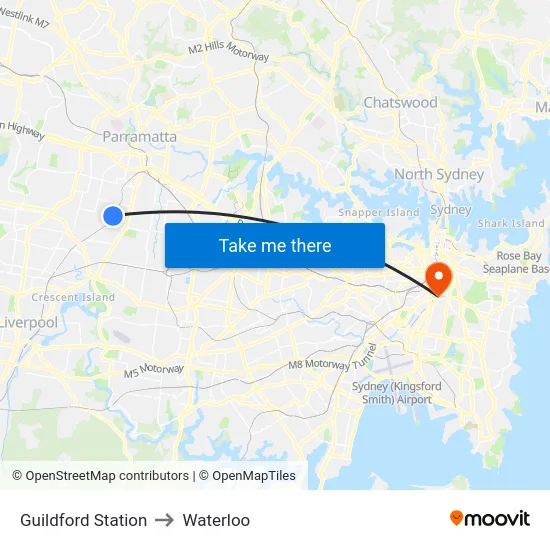 Guildford Station to Waterloo map