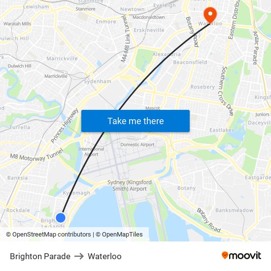 Brighton Parade to Waterloo map