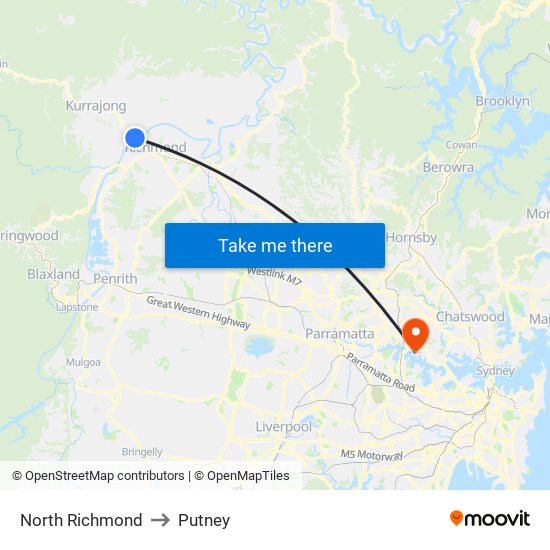 North Richmond to Putney map