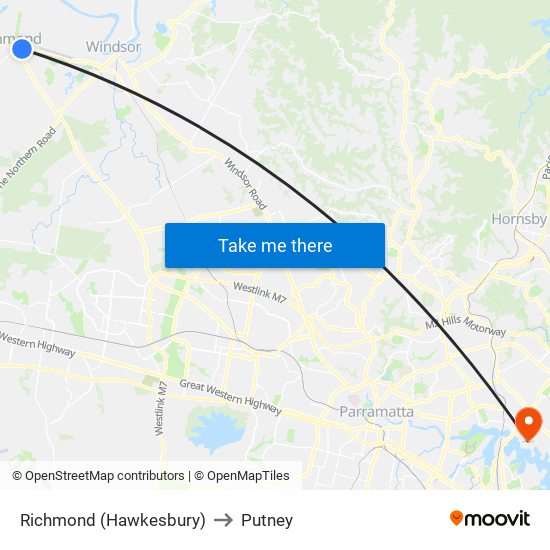 Richmond (Hawkesbury) to Putney map