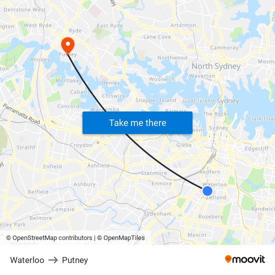 Waterloo to Putney map