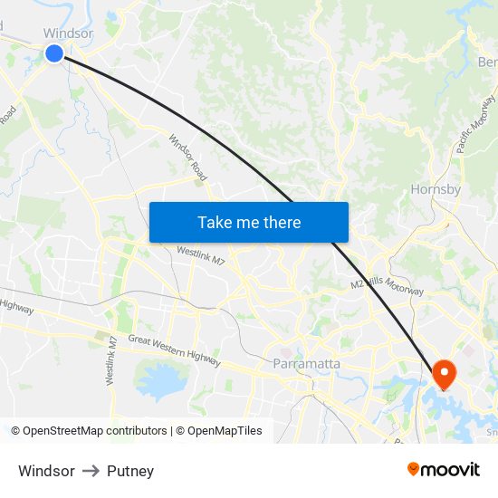 Windsor to Putney map