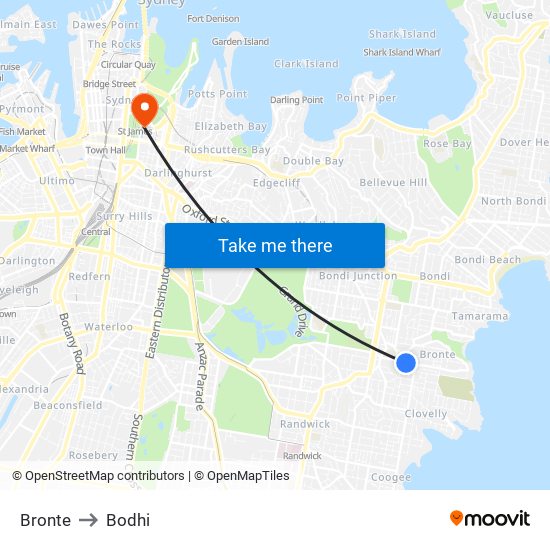 Bronte to Bodhi map