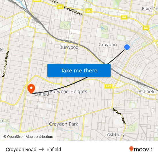 Croydon Road to Enfield map
