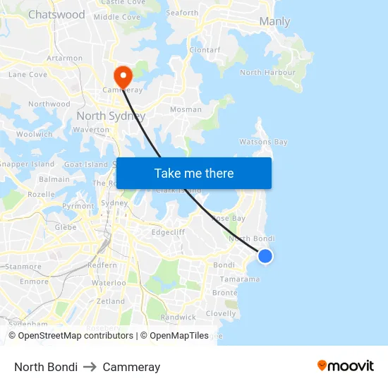 North Bondi to Cammeray map